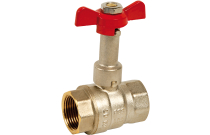 Vanne sphère laiton avec prolongateur FF manette papillon rouge