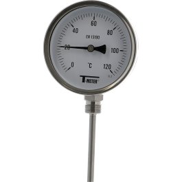 Lot De 2 Thermomètres Bimétalliques 63mm Avec Coque Cuivre - 0-120°C Pour Chaudières Et Chauffage