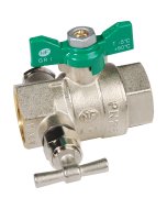 vanne laiton 4ms nf ff papillon vert portée plate large chromée percée manette papillon aluminium vert