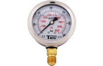 1613 - Manomètre boitier inox D63 raccord vertical radial glycérine 1/4''