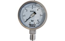 1618 - Manomètre inox à bain glycérine D100 raccord vertical radial 1/2''