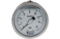 1628 - Manomètre tout inox bain glycérine D100 raccord arrière axial 1/2''