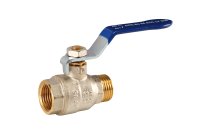 511 - Vanne à sphère laiton titré mâle femelle poignée acier plate bleue