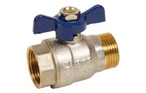 533 - Vanne à sphère laiton titré Bâtiment+ mâle femelle manette bleue