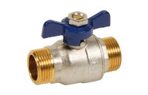 Vanne sphère laiton titré MM manette papillon bleue