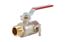 547 - Vanne à sphère laiton mâle femelle purge portée plate poignée plate rouge