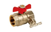 560 - Vanne sphère laiton titré 4MS femelle femelle purge manette papillon rouge