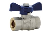 564 - Vanne à sphère laiton titré 4MS femelle femelle manette papillon bleue 80S