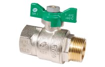 Vanne sphère Laiton NF MF bsp manette papillon verte