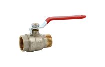 581 - Vanne à sphère laiton titré 4MS bâtiment+ mâle femelle BSP poignée rouge