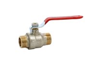 582 - Vanne sphère laiton titré 4MS Bâtiment+ mâle mâle BSP poignée rouge