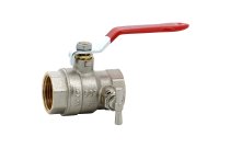 585 - Vanne sphère laiton titré Bât+ femelle femelle à purge 1/4'' poignée rouge