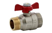 587 - Vanne sphère laiton titré 4MS Bât+ mâle femelle manette papillon