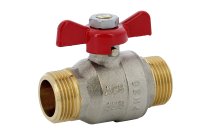 588 - Vanne sphère laiton titré 4MS Bât + mâle mâle BSP manette papillon rouge