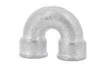 60G - Raccord fonte malléable courbe double 180° femelle femelle galva