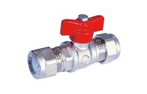 670 - Vanne sphère laiton à raccordement sphéro-conique mâle mâle manette rouge