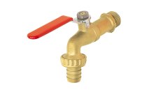 Robinet de puisage laiton brossé 4MS avec tétine poignée acier plate rouge