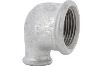 90RG - Raccord fonte malléable coude réduit 90° femelle galva BSP