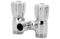 1328 - Robinet machine à laver laiton double mâle vertical 4MS 1/2''3/4''-3/4''