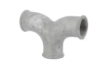 132G - Raccord fonte malléable Té femelle égal voies courbées galva BSP