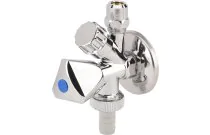 1336 - Robinet machine à laver équerre combiné laiton chromé 1/2'' 3/4''