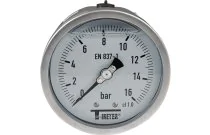 1628 - Manomètre tout inox bain glycérine D100 raccord arrière axial 1/2''