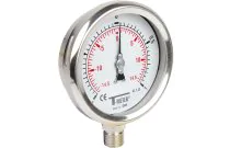 1651 - Manomètre tout inox réglable remplissable D100 raccord radial 1/4''