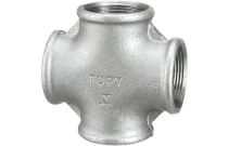 180G - Raccord fonte malléable croix femelle égale galva BSP