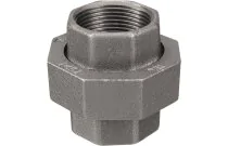 330N - Raccord fonte malléable union égal femelle joint plat noir BSP