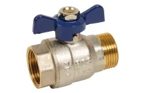 533 - Vanne à sphère laiton titré Bâtiment+ mâle femelle manette bleue