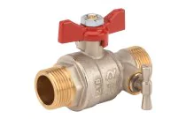 542 - Vanne à sphère laiton titré Bât+ mâle mâle à purge portée plate manette