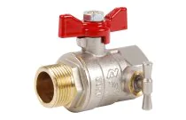 546 - Vanne à sphère laiton mâle femelle à purge portée plate manette papillon