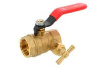 574 - Vanne sphère laiton titré 4MS 15S purge femelle BSP poignée rouge