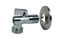 684 - Vanne sphère équerre rallongée rosace pour machine à laver mâle 1/2''-3/4''