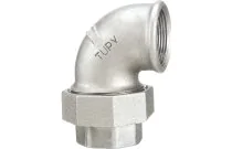 96G - Raccord fonte malléable coude union femelle joint conique galva BSP