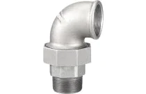 98G - Raccord fonte malléable coude union mâle femelle joint conique galva BSP